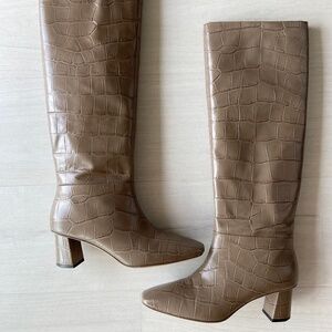 3.1 Philip LimTess Square-Toe Tall Croc-Embossed Leather Boots